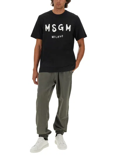 Msgm Tshirt In Cotone In Black