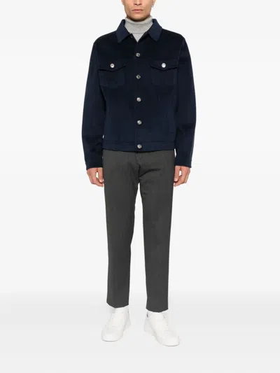 Soft Goat Hemdjacke Mit Geknöpften Taschen In Blue