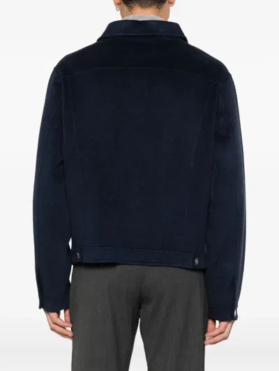 Soft Goat Hemdjacke Mit Geknöpften Taschen In Blue