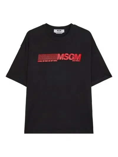 Msgm Logo-detail T-shirt In Black
