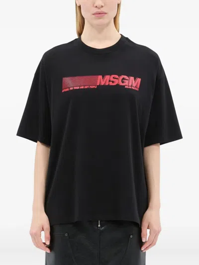 Msgm Logo-detail T-shirt In Black