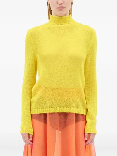 Msgm Long-sleeve Sweater In Yellow