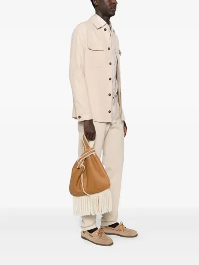 Liska Tasche Schultertasche Mit Fransen In Brown