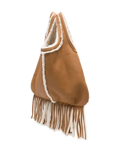 Liska Tasche Schultertasche Mit Fransen In Brown