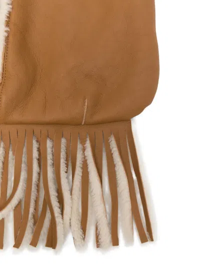 Liska Tasche Schultertasche Mit Fransen In Brown