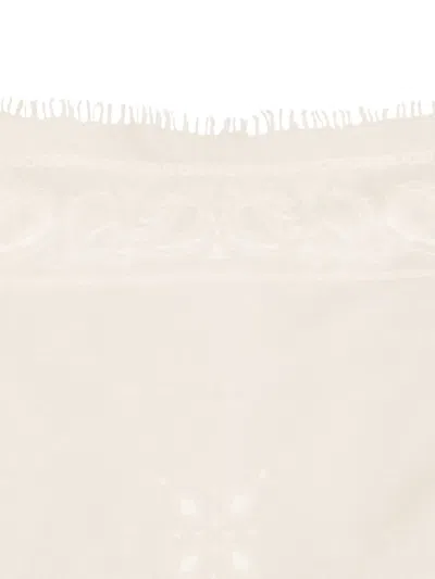 Liska Schal Mit Fransensaum In White