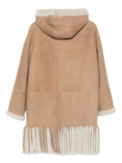 Liska Kapuzenmantel Aus Shearling In Multi