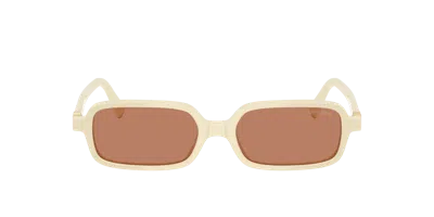 Miu Miu Rectangular Sunglasses In Gold
