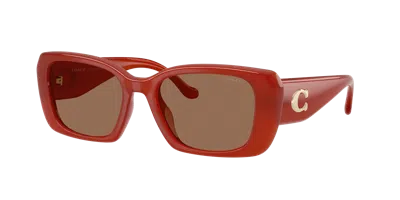 Coach Maxi Sculpted C Oversized Rectangle Sunglasses In Brown