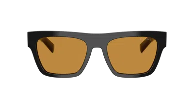 Prada 0pr C03s Rectangular Acetate Sunglasses In Brown