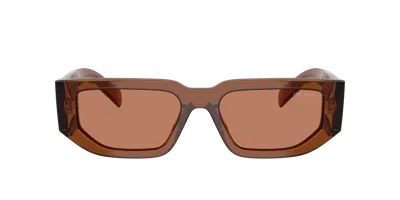 Prada Rectangle-frame Logo Sunglasses In Brown