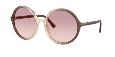 Miu Miu 0mu B02s Miu Regard Oversized Round Gradient Brown Acetate Sunglasses In Blue