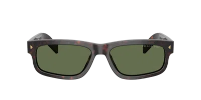 Prada 0pr B11s Rectangular Frame Acetate Sunglasses In Green