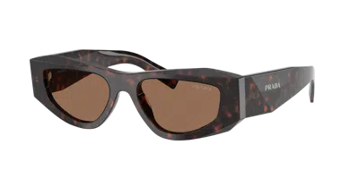 Prada Symbole Rectangular-frame Sunglasses In Brown