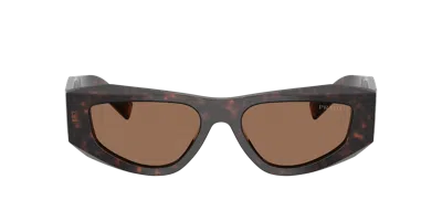 Prada Symbole Rectangular-frame Sunglasses In Brown