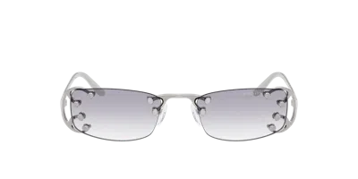 Prada Rimless Rectangular Sunglasses With Polished Metal Frames In Metallic