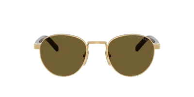 Prada Eyewear Round Frame Sunglasses In Gold