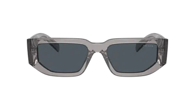 Prada Triangle-logo Rectangle-frame Sunglasses In Gray