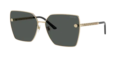 Versace Oversize Square Frame Sunglasses In Gold