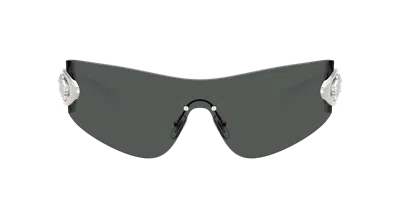 Versace Eclipse 142mm Rimless Wrap Shield Sunglasses In Multi