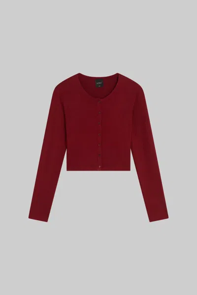 Leset Lauren Jersey Crop Cardigan Ii In Red