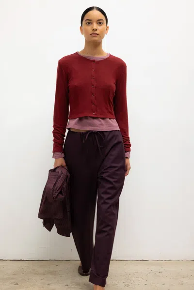 Leset Lauren Jersey Crop Cardigan Ii In Red