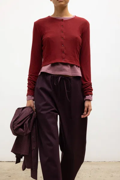 Leset Lauren Jersey Crop Cardigan Ii In Red