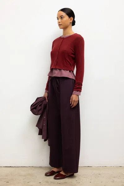 Leset Lauren Jersey Crop Cardigan Ii In Red