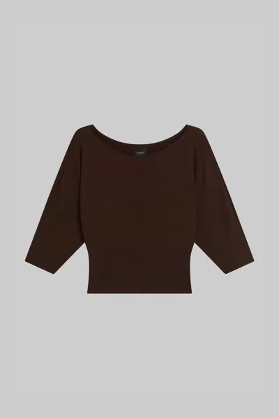 Leset Lauren Off Shoulder Top In Brown