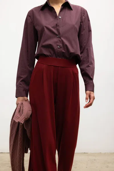Leset Lauren Pleated Pocket Pant In Red
