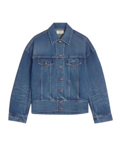 Celine Jacket In Rigid Denim In Blue