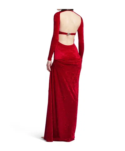 Balenciaga Sweetheart Long-sleeve Maxi Dress In Red