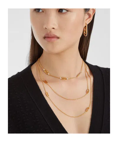 Fendi Geometric Stone Embellished Earrings Collection In Gold