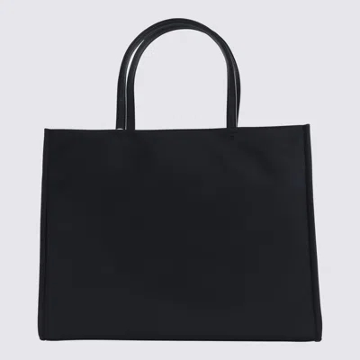 Tory Burch Black Tote With Circular Logo And Functional Design In Black