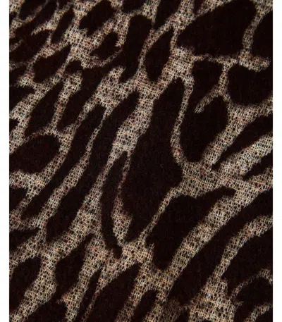 Twinset Burgundy Scarf With Animal Print In Brown