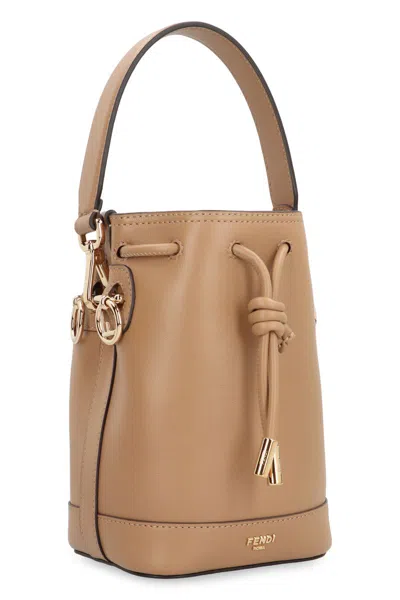 Fendi Women Camel Leather Mon Tresor Bucket Bag In Neutral