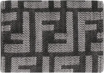 Fendi Micro Baguette Wallet In Jacquard Ff Denim Effect In Gray
