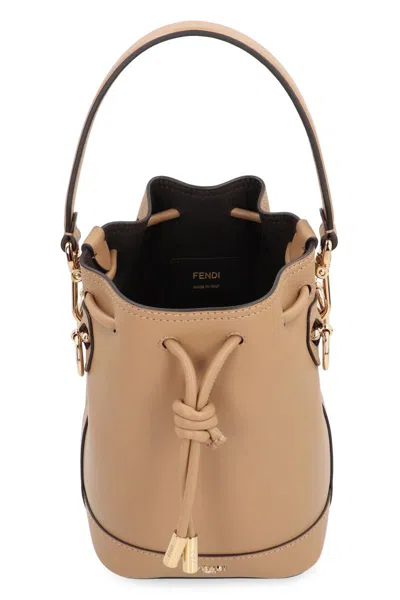 Fendi Women Camel Leather Mon Tresor Bucket Bag In Neutral