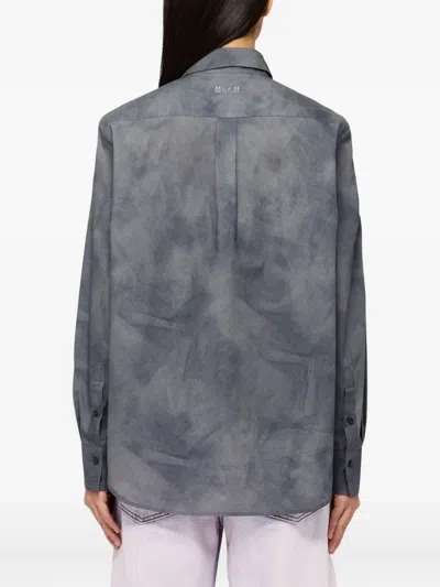 Msgm Floral-print Shirt In Gray