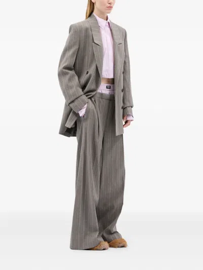 Msgm Pinstripe Double-breasted Jacket In Gray