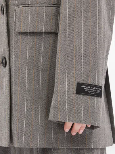 Msgm Pinstripe Double-breasted Jacket In Gray
