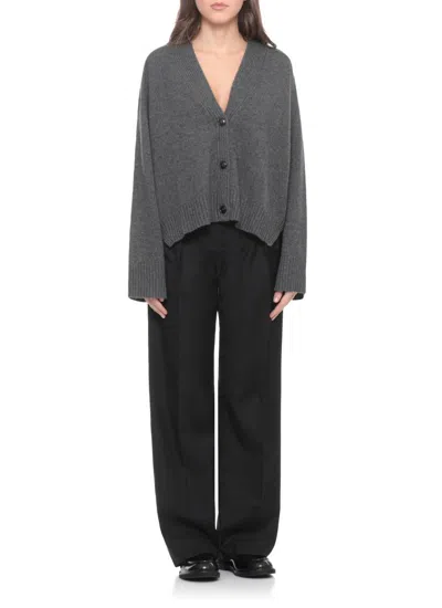 Loulou De Saison Kaia Lds Anthracite Grey Cashmere Cardigan In Gray