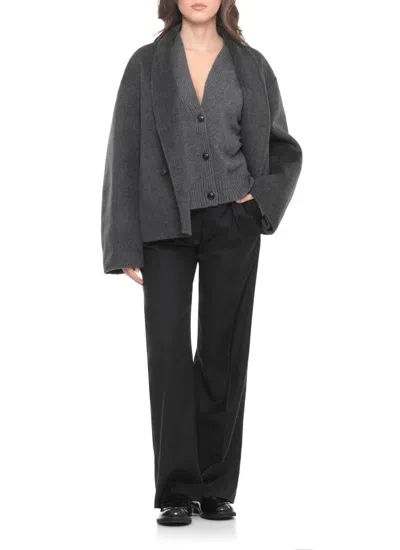 Loulou De Saison Kaia Lds Anthracite Grey Cashmere Cardigan In Gray