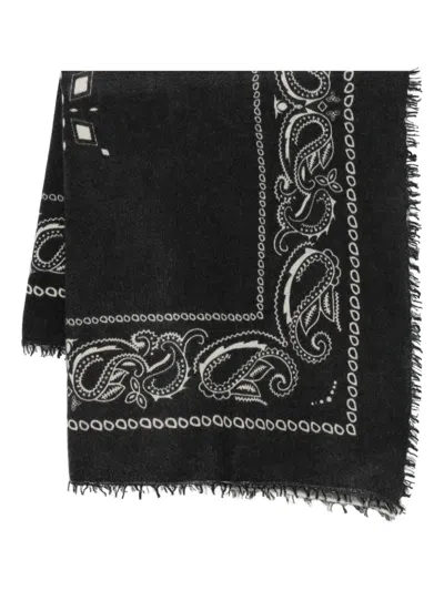 Liska Ausgefranster Schal Mit Paisley-print In Black