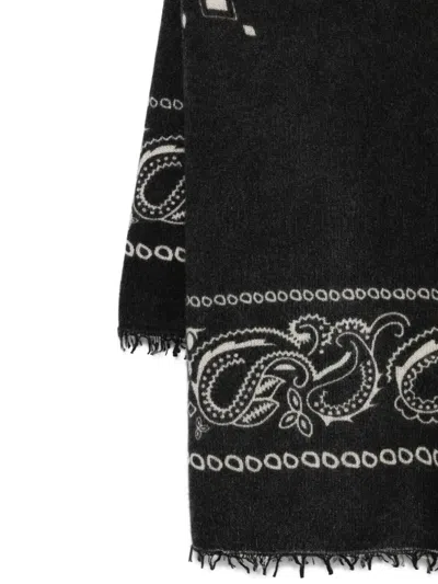 Liska Ausgefranster Schal Mit Paisley-print In Black