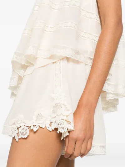 Zimmermann Lace-trim Shorts In Neutral