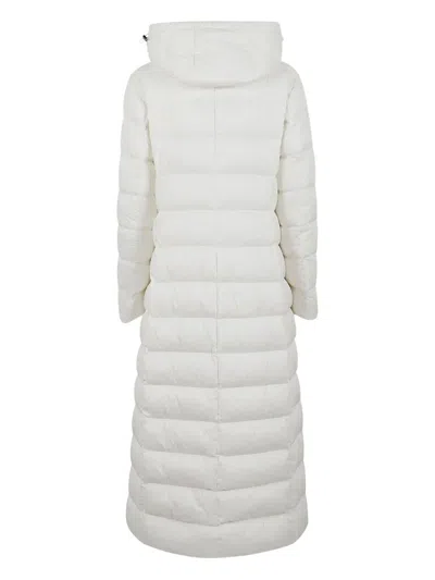 Herno Long Padded Quilted Hooded Jacket In White