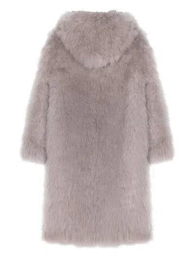 Liska Mantel Mit Shearling In Gray