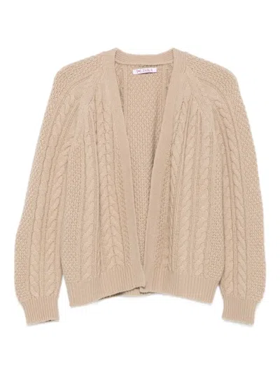 Liska Cardigan Mit Zopfmuster In Brown