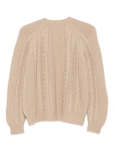 Liska Cardigan Mit Zopfmuster In Brown